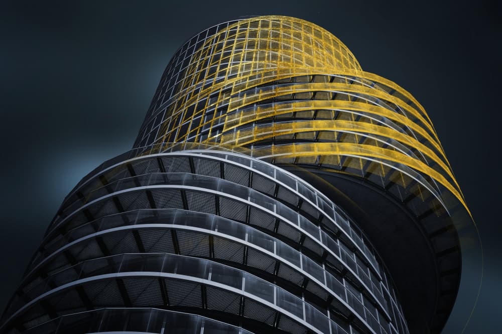 Golden Geometric Structure by Erhard Batzdorf — canvas wall art
