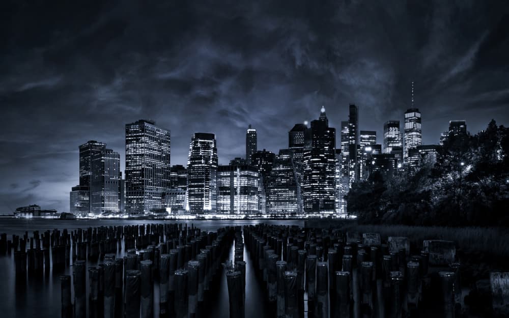 Moody Metropolitan Night by Joanna W — canvas wall art