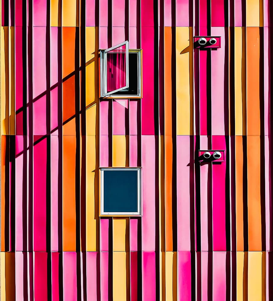 Vibrant Striped Facade by Arnon Orbach — canvas wall art