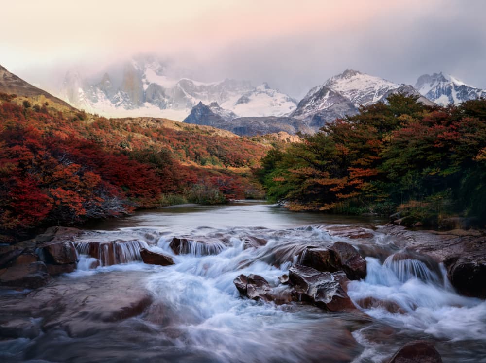 Vibrant Autumn Mountain Stream by YANGYING — canvas wall art