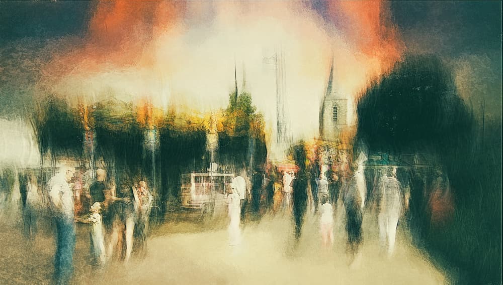 Blurred City Street Glow by Jan van der Linden — canvas wall art