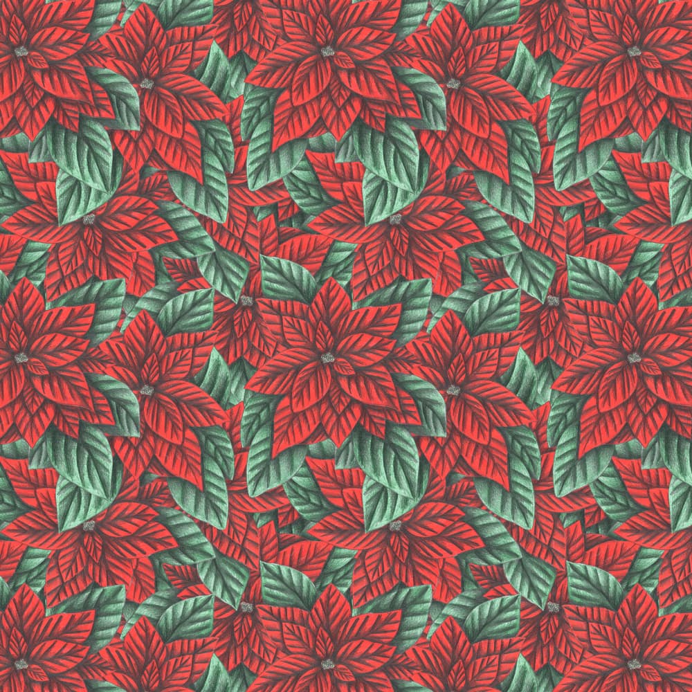 Vibrant Poinsettia Pattern by Cecilia Battaini — canvas wall art