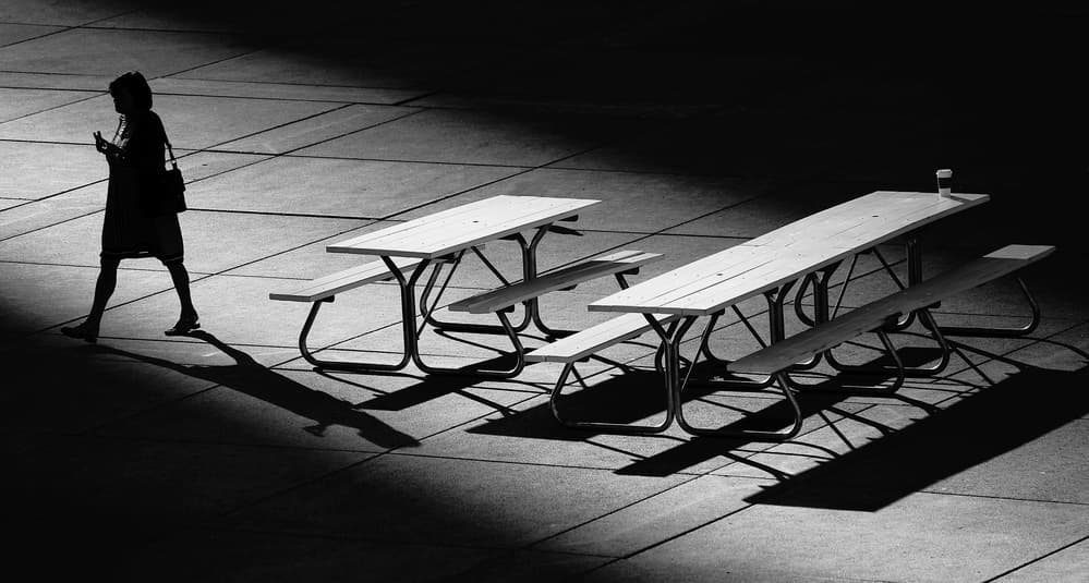 Solitary Woman Shadows by Jian Wang — canvas wall art