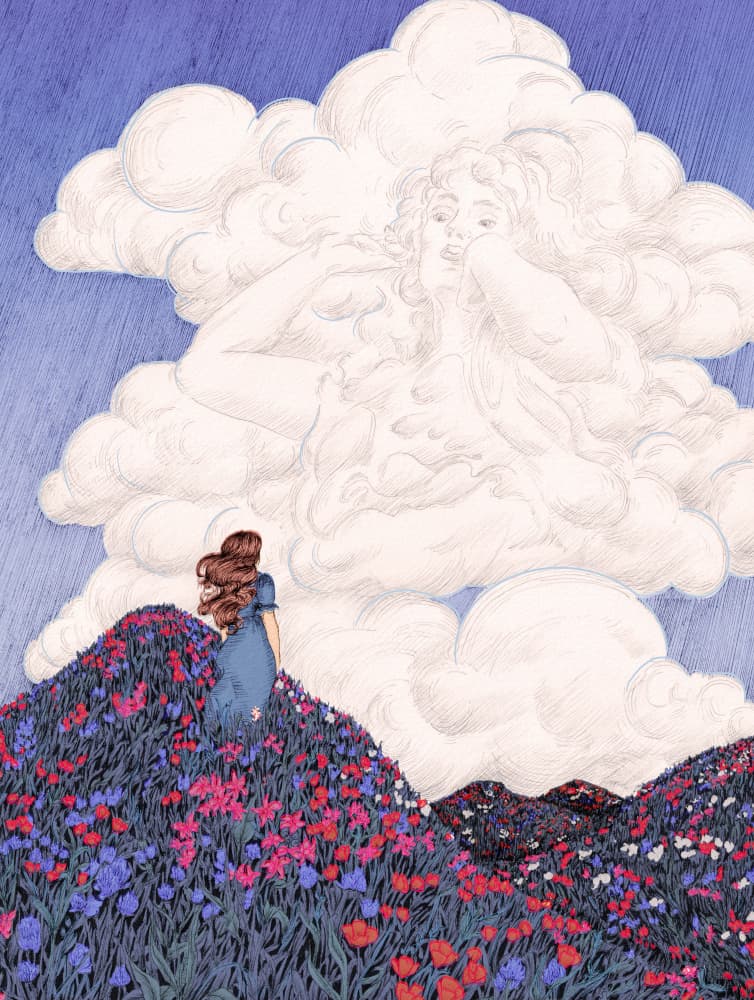 Woman And Cloud Goddess by EC Mazur — canvas wall art
