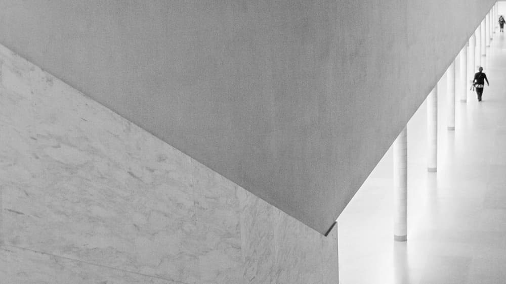 Lone Figure Modern Hallway by Laura Mexia — canvas wall art