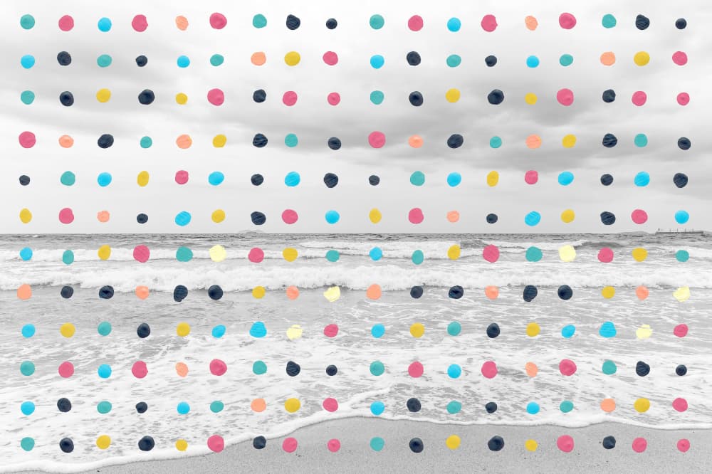 Colorful Beach Dots by Bronwyn Baker — canvas wall art