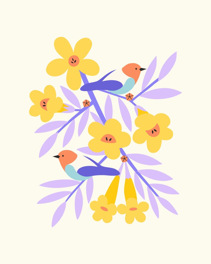 Spring Floral Birds by Artprink — canvas wall art