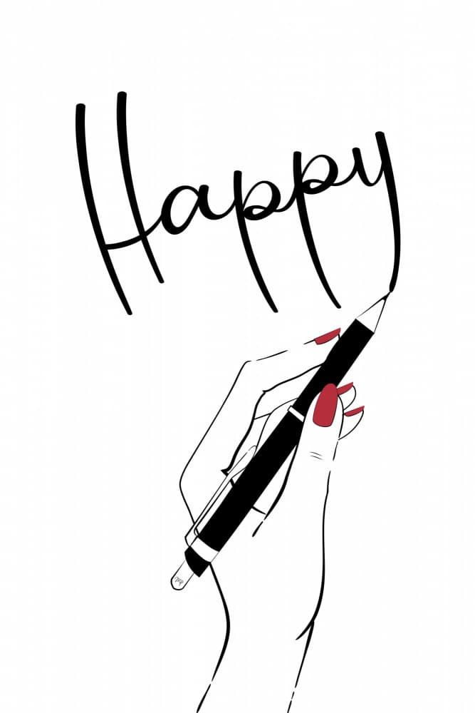 Hand Writing Happy by Martina — canvas wall art