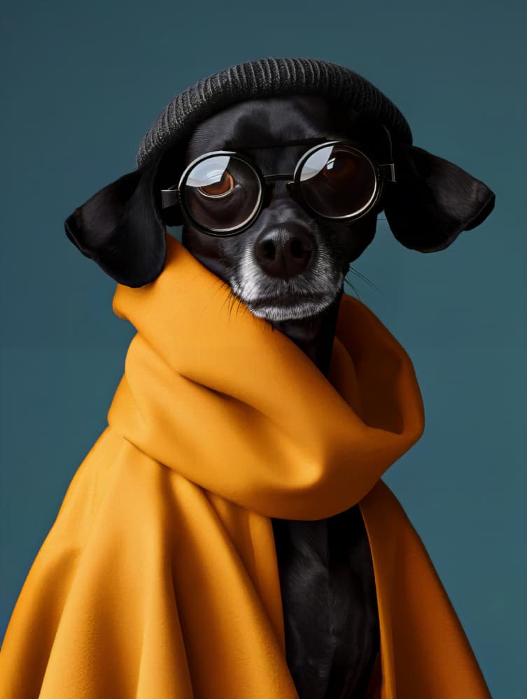 Stylish Dog Portrait by Bilge Paksoylu — canvas wall art