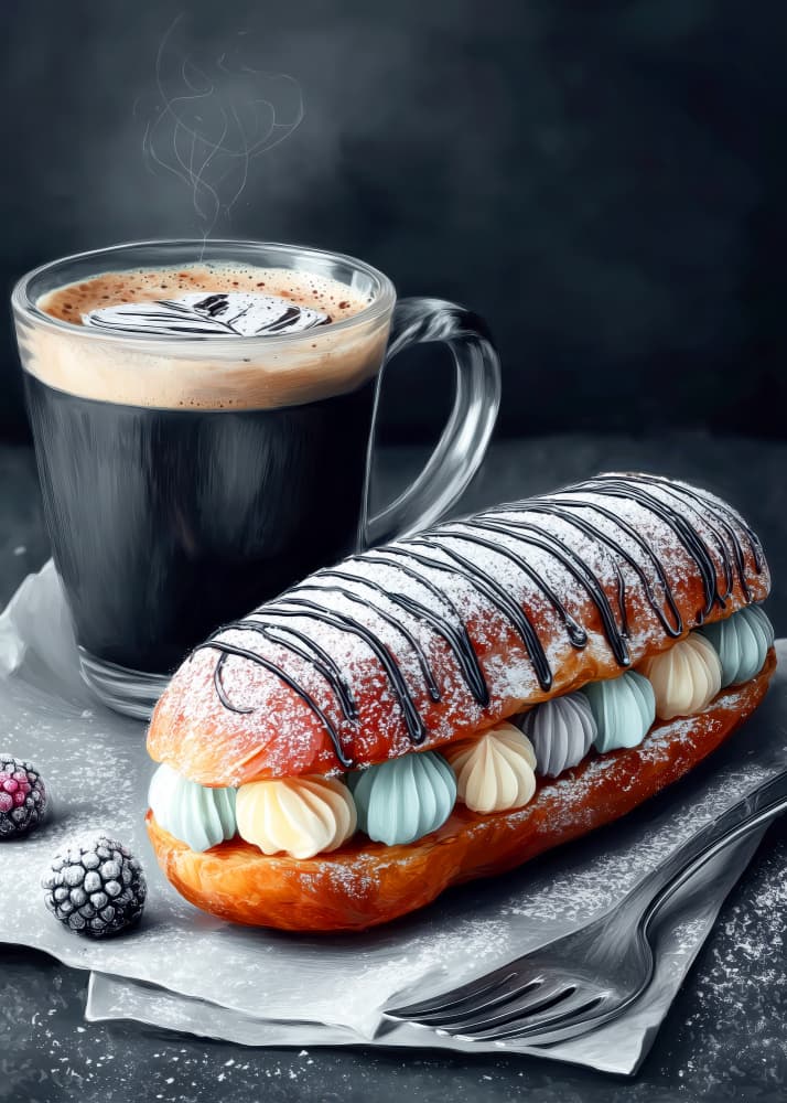 Cozy Coffee and Sweet Donut by Justyna Jaszke — canvas wall art