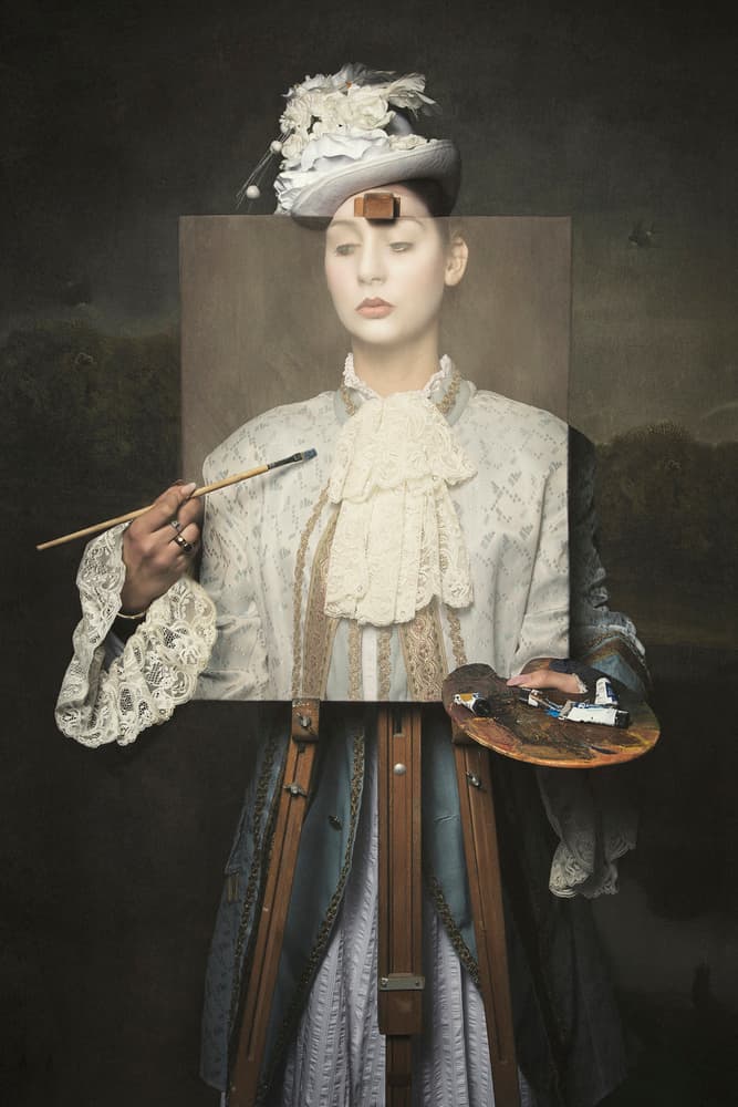 Elegant Painter Portrait by Carola Kayen-Mouthaan — canvas wall art