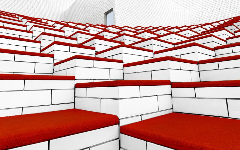Geometric Red Steps by Jorge Pimenta — canvas wall art