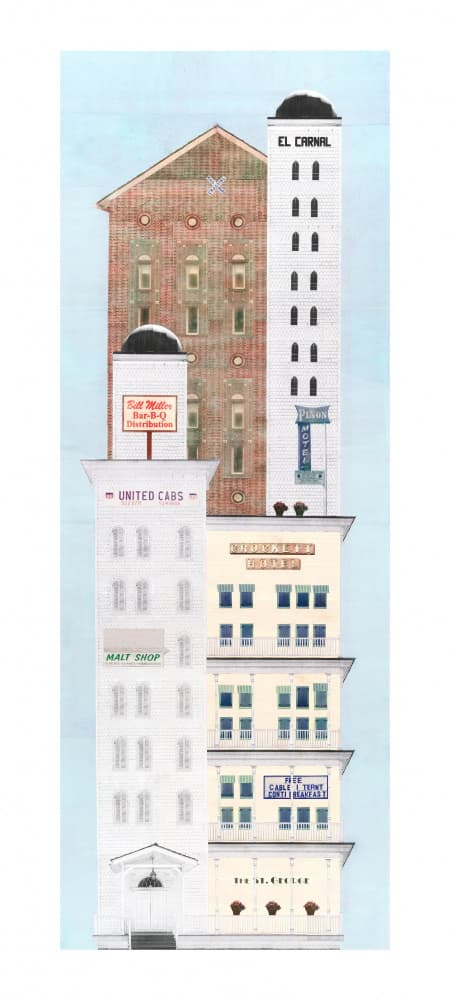 Whimsical Stacked City by Noa Defesche — canvas wall art
