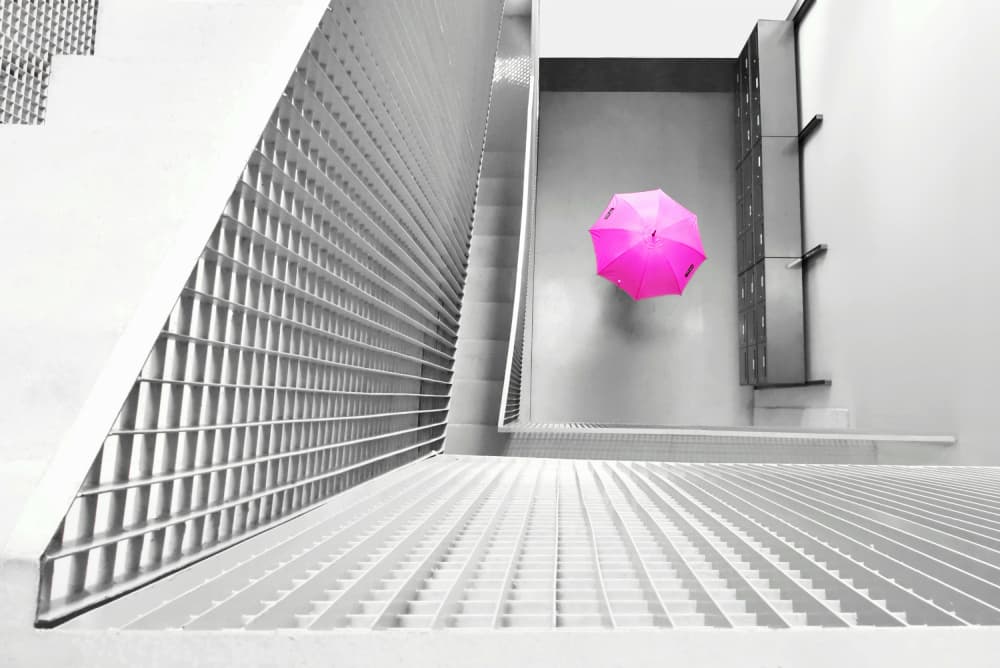 Solo Pink Umbrella by Jorge Pimenta — canvas wall art