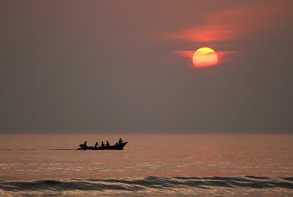 Golden Sunset Boat by Bror Johansson — canvas wall art