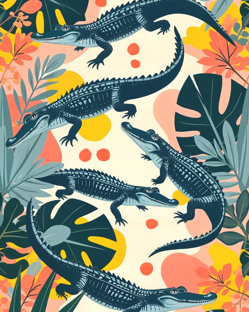 Tropical Alligator Pattern by Uma Gokhale — canvas wall art