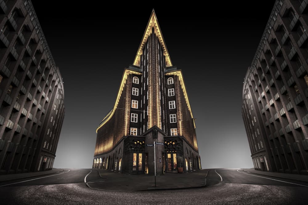 Dramatic City Architectural Glow by fotomarion — canvas wall art