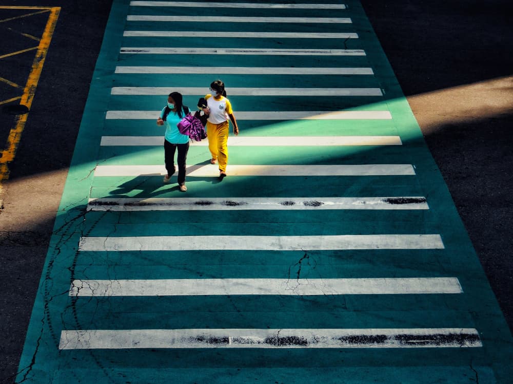 Students Crosswalk Shadows by Yi-Tang Wang — canvas wall art