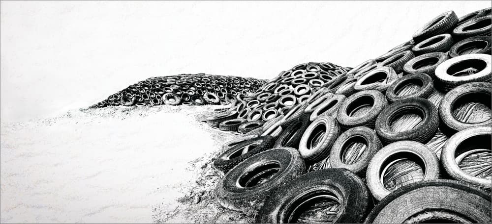Monochrome Tire Hills by Gilbert Claes — canvas wall art