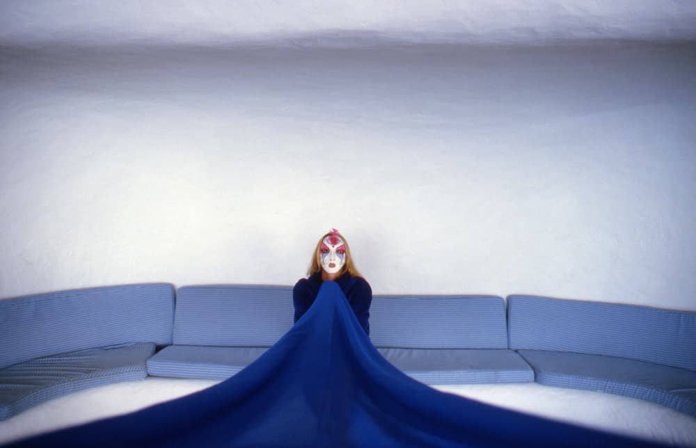 Masked Woman Blue Drape by Dieter Matthes — canvas wall art