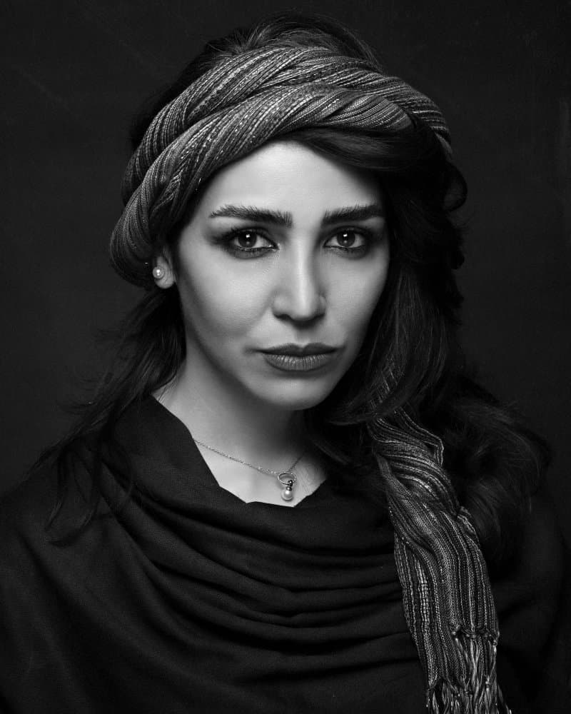Elegant Headwrap Portrait by Amir Heydari — canvas wall art