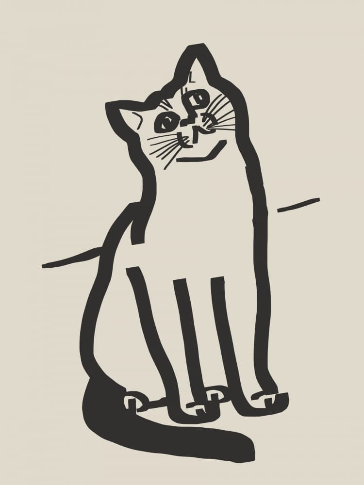 Curious Cat Illustration by Little Dean — canvas wall art
