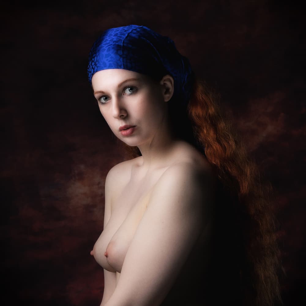 the girl with the blue kerchief by Jan Slotboom — canvas wall art