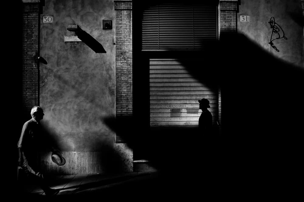 Noir Street Shadow Play by Antonio Grambone — canvas wall art