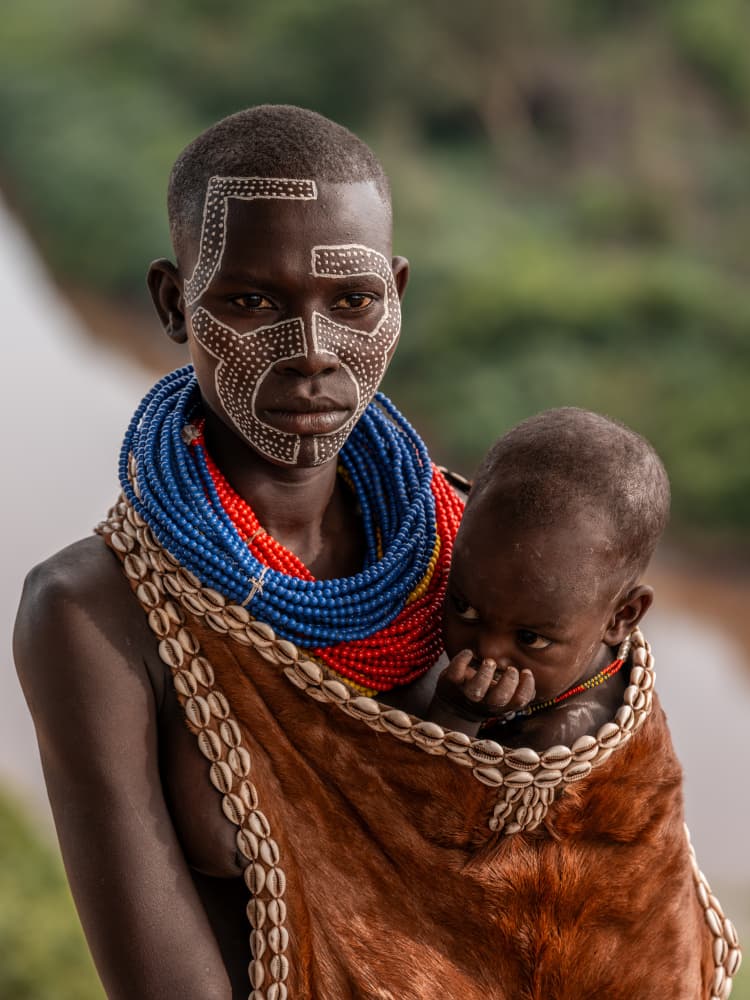 Tribal Mother and Child by HuongHoang — canvas wall art