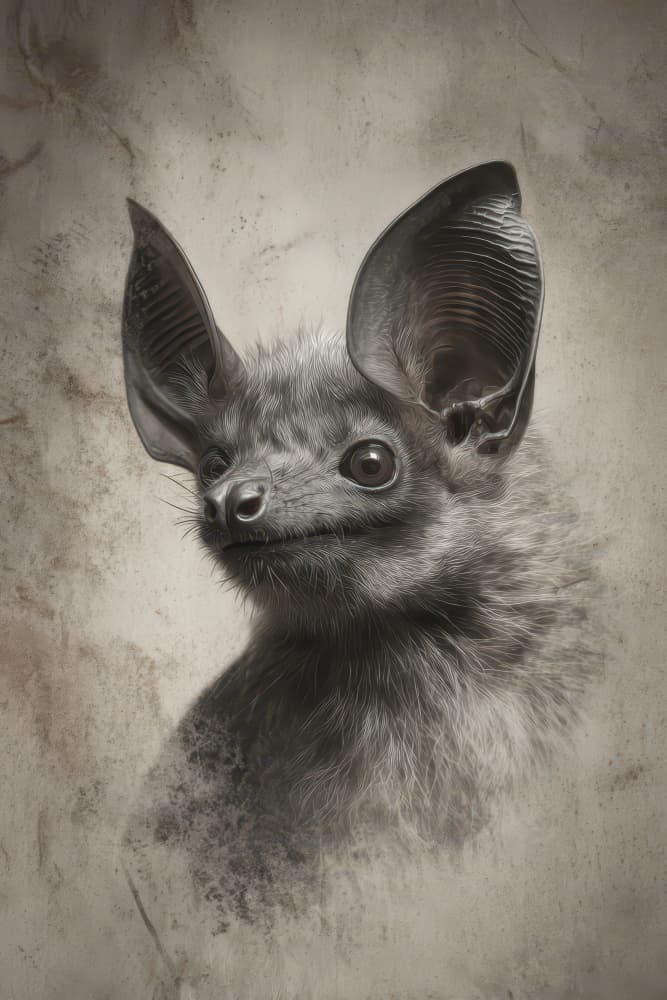 Vintage Bat Portrait by Rafal Kulik — canvas wall art