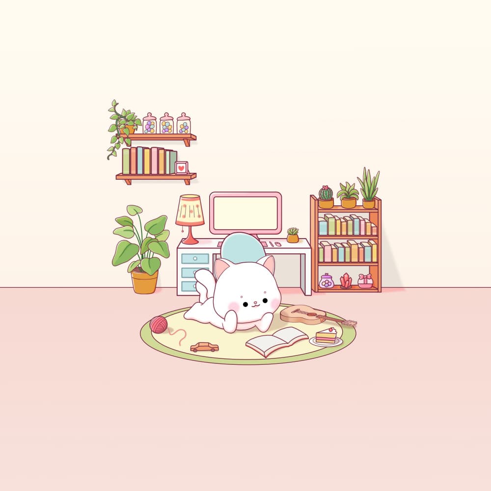 Cute Cat Cozy Room by Xuan Thai — canvas wall art