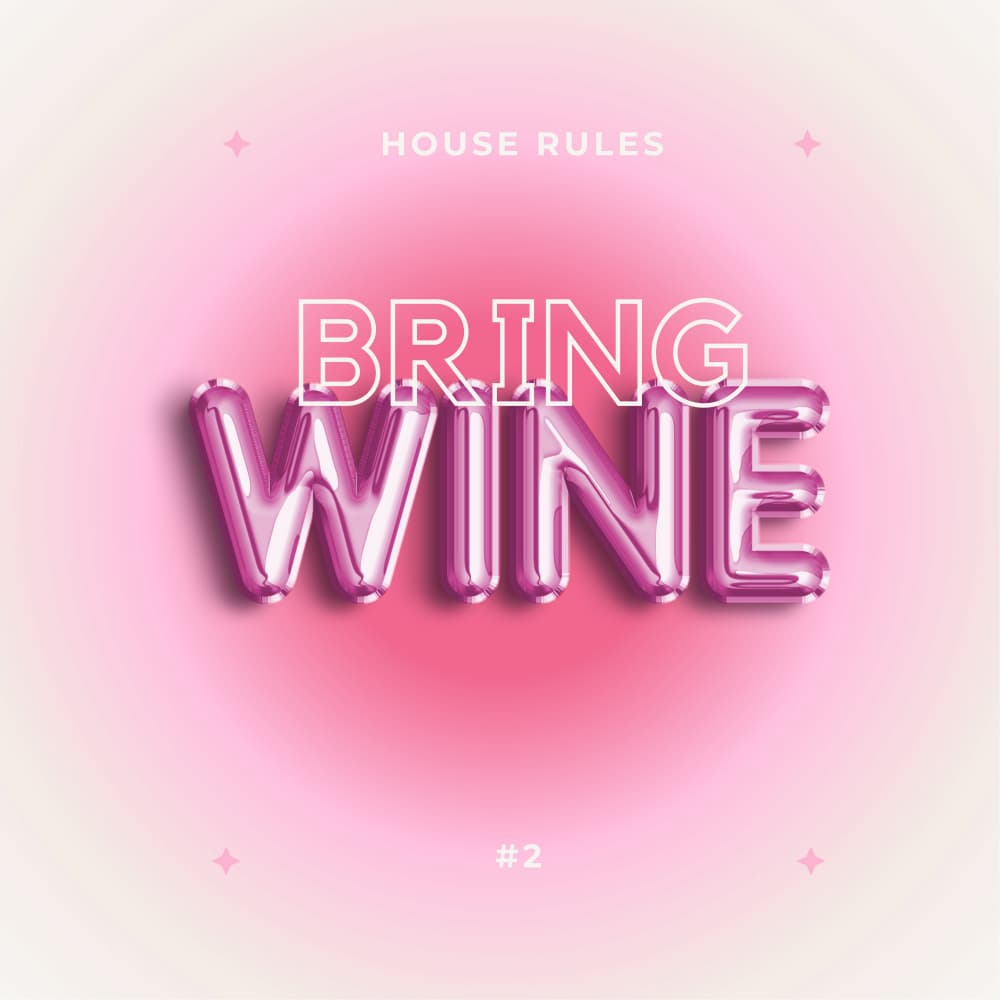 Bring Wine House Rule by Julia Ramiro — canvas wall art