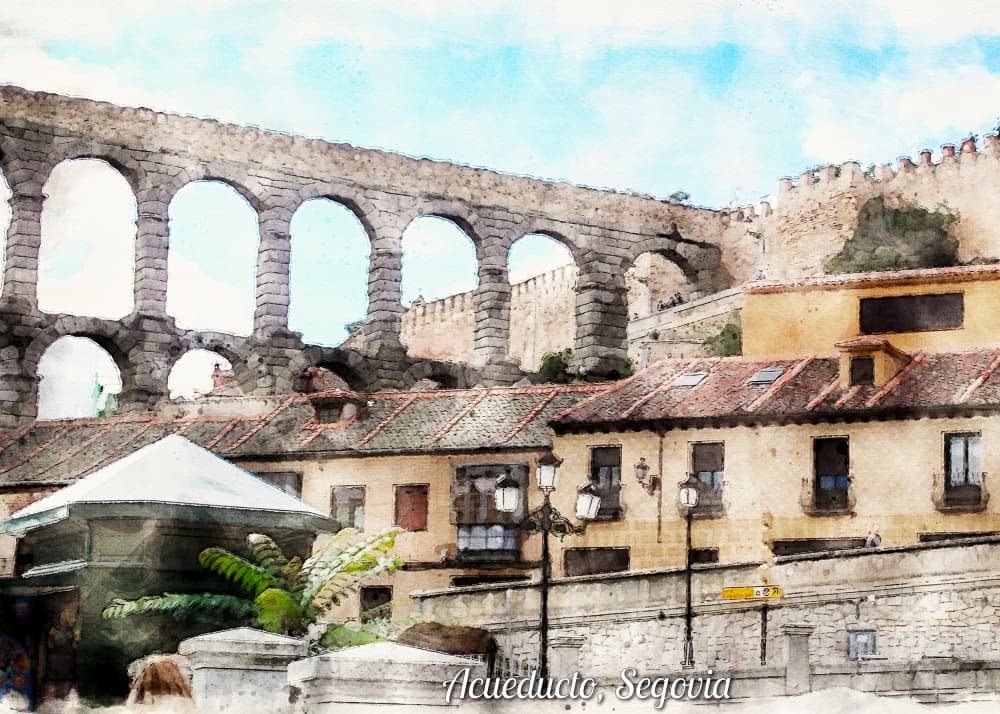 Roman Aqueduct Segovia by Osvaldo Russo — canvas wall art
