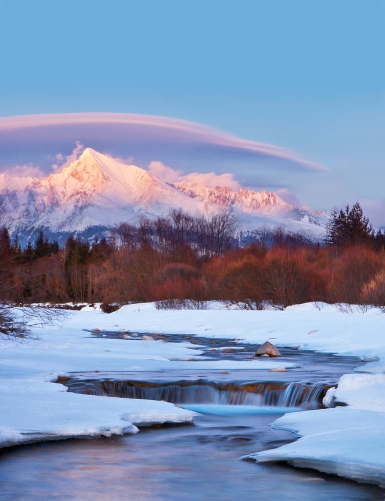 Serene Snowy Mountain River by Peter Svoboda MQEP — canvas wall art