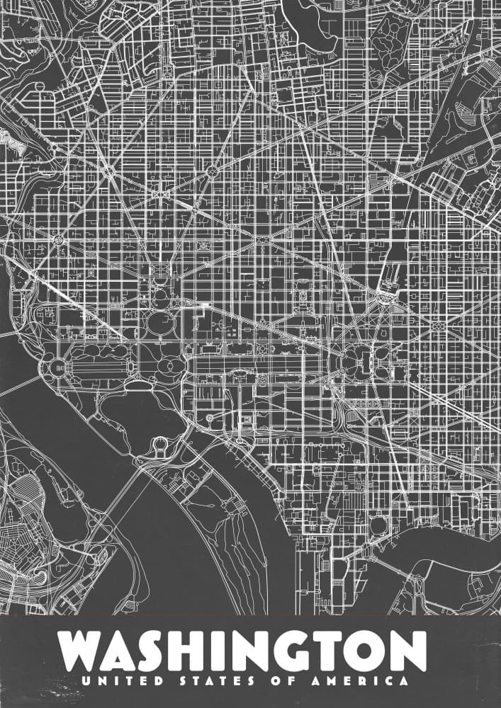 Washington DC Street Map by Nicholas — canvas wall art