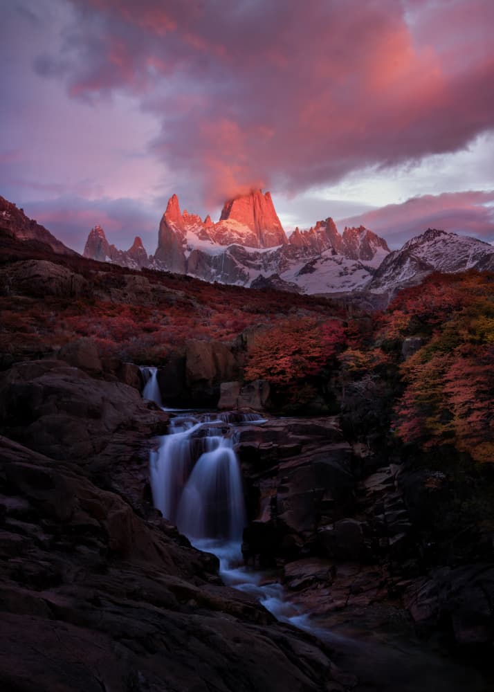 Glowing Mountain Waterfall by Chuan Chen APA — canvas wall art