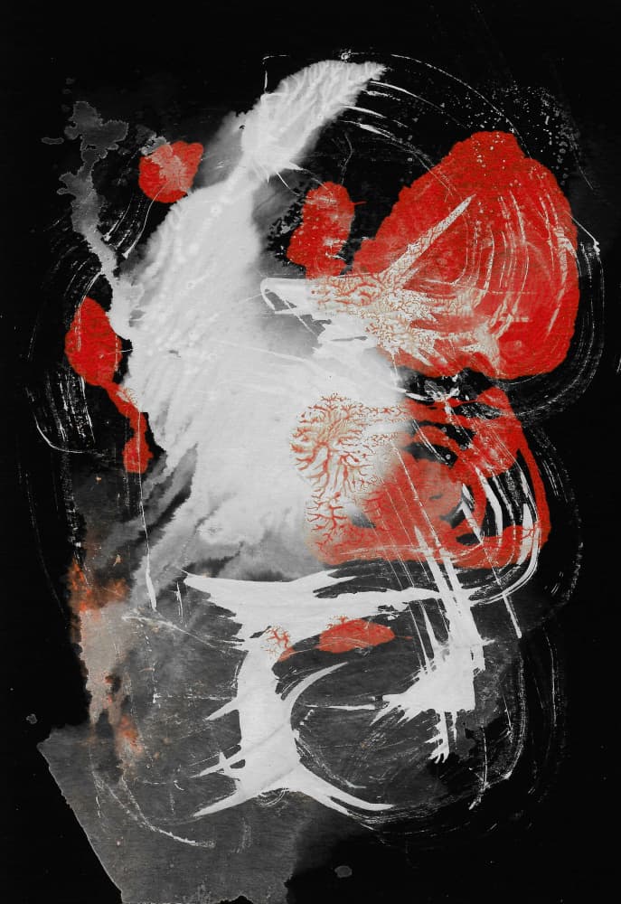 Dynamic Red White Fluid by Santhosh ch — canvas wall art