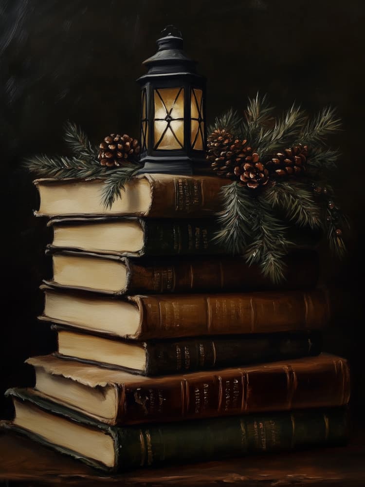 Cozy Winter Books by Jolly and Dash — canvas wall art