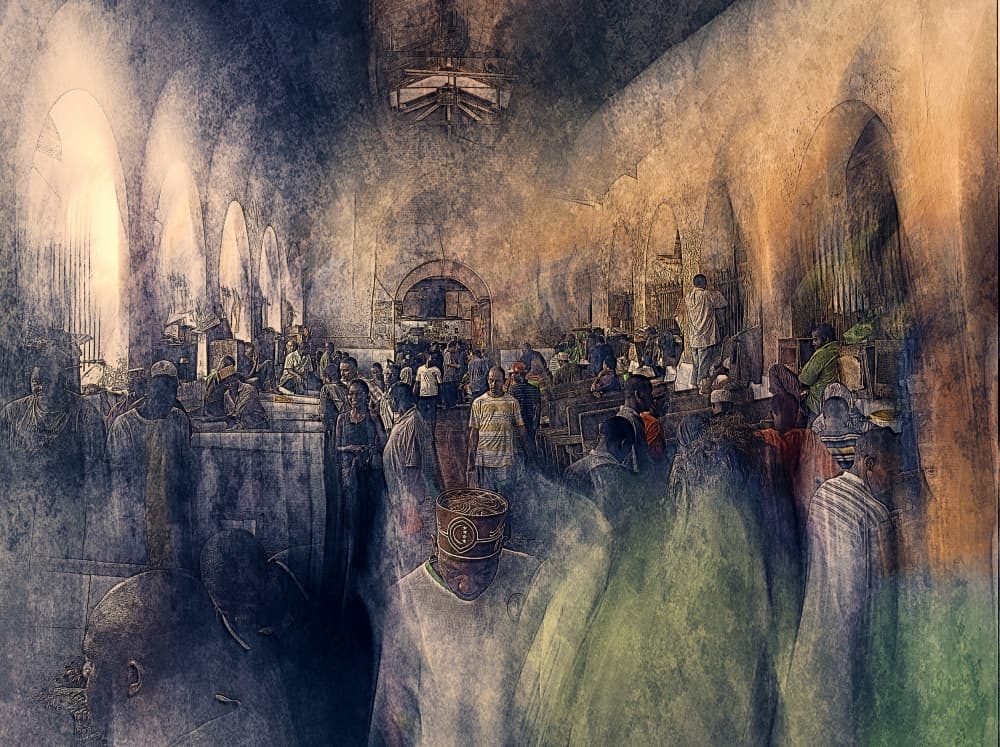 Inside A Spiritual Gathering by Jan van der Linden — canvas wall art