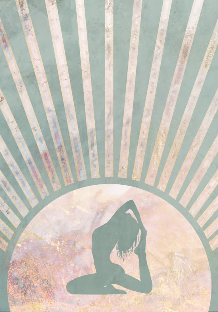 Serene Yoga Sunburst by Sarah Manovski — canvas wall art