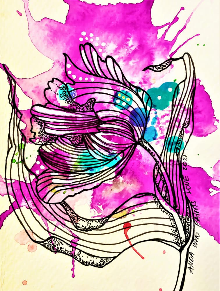 Vibrant Pink Abstract Bloom by Anda Bieza — canvas wall art