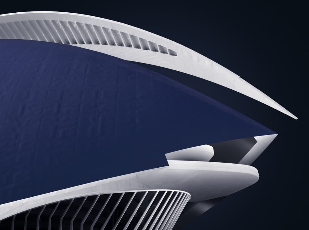 Sleek Blue Architecture by Helena GARCIA HUERTAS — canvas wall art