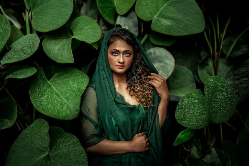Serene Green Woman by PARTHA BHATTACHARYYA — canvas wall art