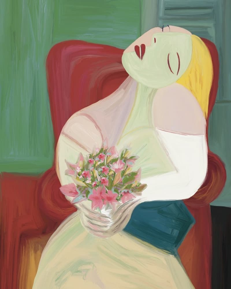Abstract Woman with Flowers by GIovanna Gil Alves — canvas wall art