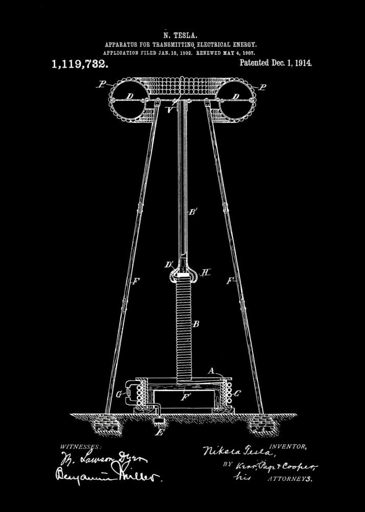 Nikola Tesla Patent by Andreas Magnusson — canvas wall art