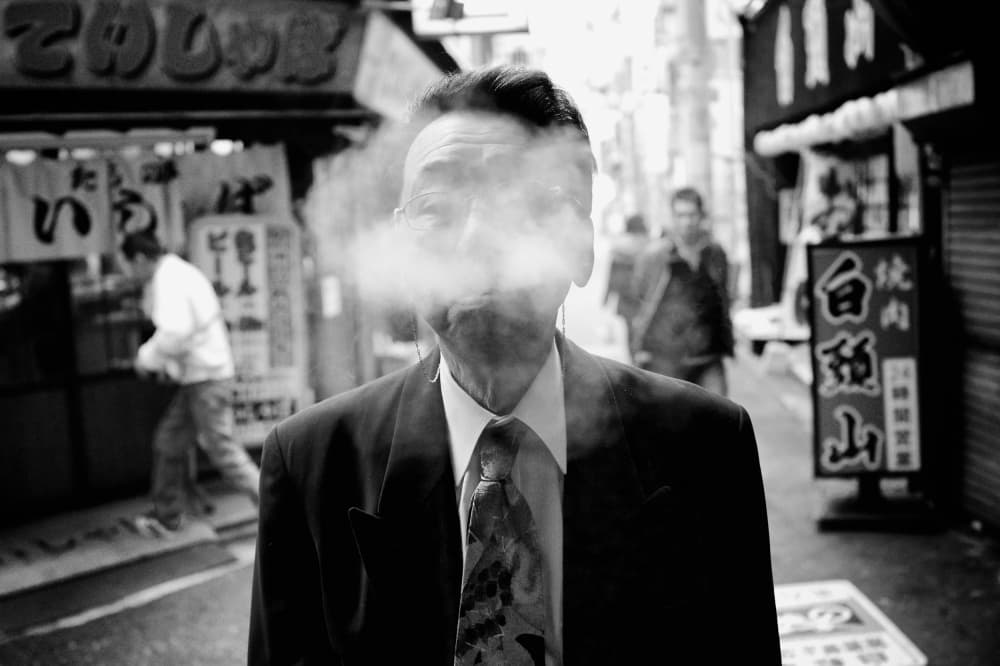 Japanese Street Smoke by Shinji Isobe — canvas wall art