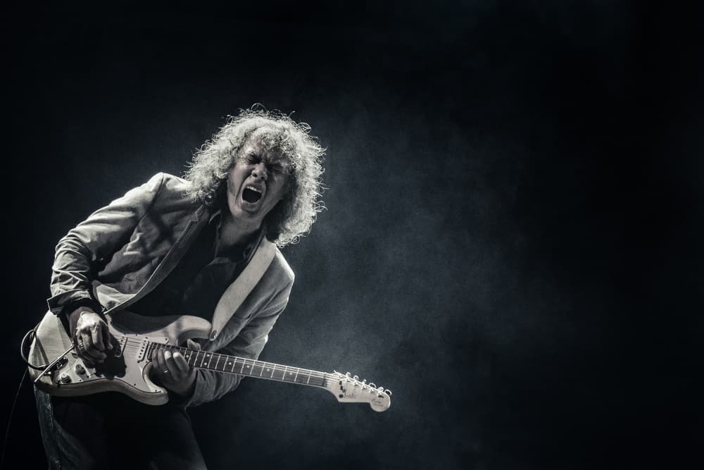 Intense Guitar Performance by Gerard Jonkman — canvas wall art