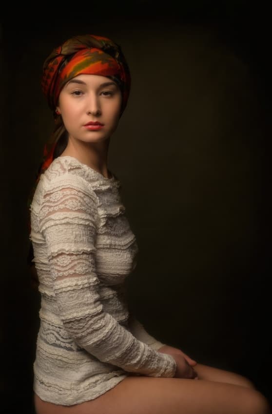 Young Woman with Scarf by Alexandra Fira — canvas wall art