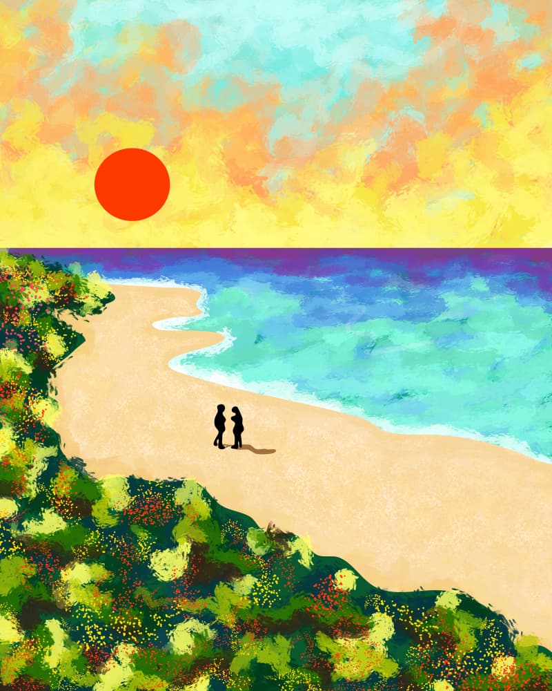 Romantic Beach Sunset by Kintsugi99 — canvas wall art