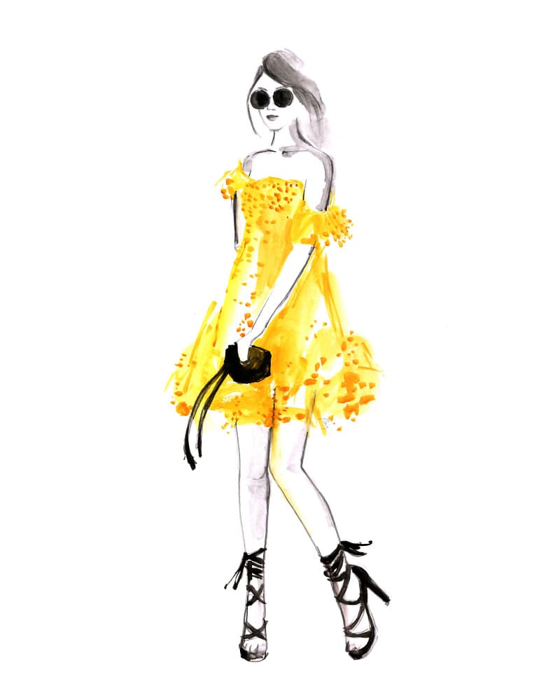 Chic Yellow Dress by Rosana Laiz Blursbyai — canvas wall art
